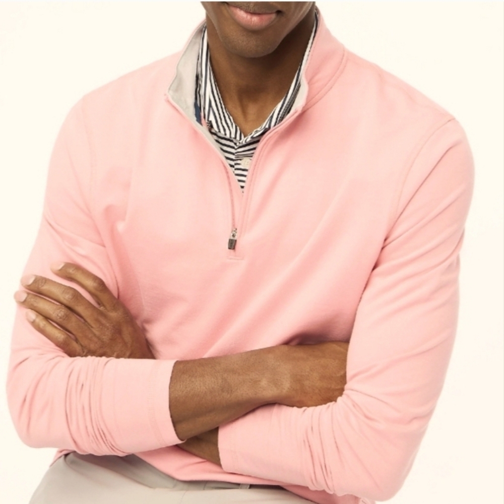 J.CREW Pink CMI PERFORMANCE HALF ZIP PULLOVER SHIRT BR832 SZ M $98
